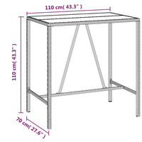 Thumbnail for Bartisch mit Glasplatte Grau 110x70x110 cm Poly Rattan