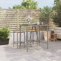 Thumbnail for Bartisch mit Glasplatte Grau 110x70x110 cm Poly Rattan