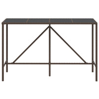 Thumbnail for Bartisch mit Glasplatte Braun 180x70x110 cm Poly Rattan