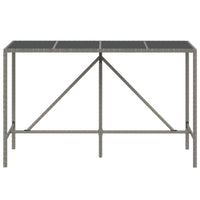 Thumbnail for Bartisch mit Glasplatte Grau 180x70x110 cm Poly Rattan