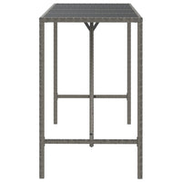 Thumbnail for Bartisch mit Glasplatte Grau 180x70x110 cm Poly Rattan
