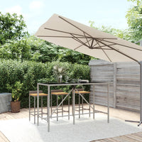 Thumbnail for Bartisch mit Glasplatte Grau 180x70x110 cm Poly Rattan