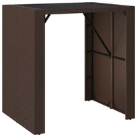 Thumbnail for Bartisch mit Glasplatte Braun 105x80x110 cm Poly Rattan
