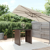 Thumbnail for Bartisch mit Glasplatte Braun 105x80x110 cm Poly Rattan