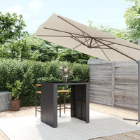 Thumbnail for Bartisch mit Glasplatte Schwarz 105x80x110 cm Poly Rattan