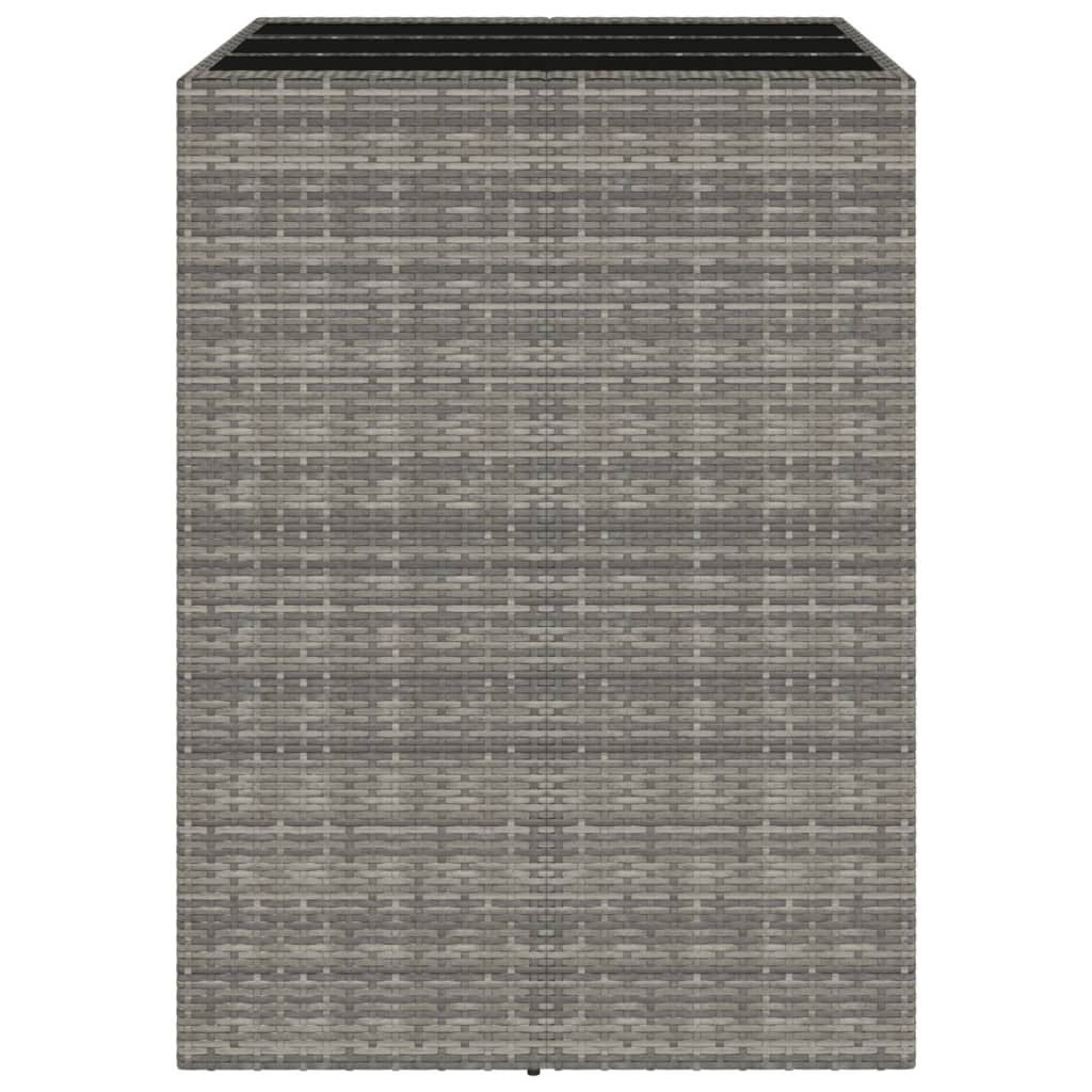 Bartisch mit Glasplatte Grau 105x80x110 cm Poly Rattan