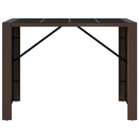 Thumbnail for Bartisch mit Glasplatte Braun 145x80x110 cm Poly Rattan
