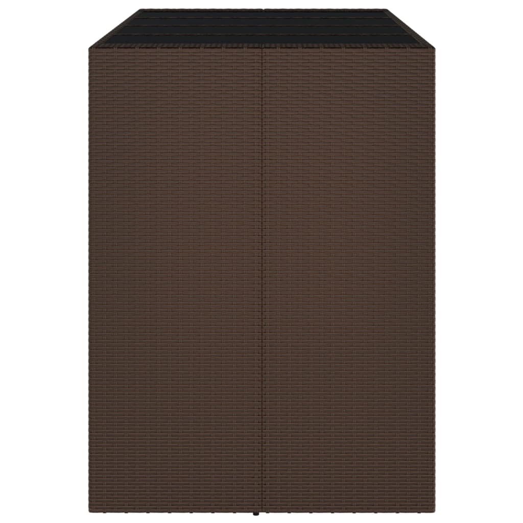 Bartisch mit Glasplatte Braun 145x80x110 cm Poly Rattan