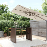 Thumbnail for Bartisch mit Glasplatte Braun 145x80x110 cm Poly Rattan