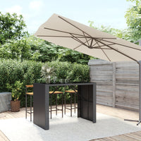 Thumbnail for Bartisch mit Glasplatte Schwarz 145x80x110 cm Poly Rattan