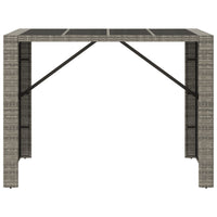 Thumbnail for Bartisch mit Glasplatte Grau 145x80x110 cm Poly Rattan