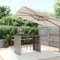 Thumbnail for Bartisch mit Glasplatte Grau 145x80x110 cm Poly Rattan