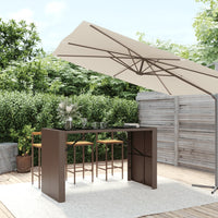Thumbnail for Bartisch mit Glasplatte Braun 185x80x110 cm Poly Rattan