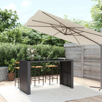 Thumbnail for Bartisch mit Glasplatte Schwarz 185x80x110 cm Poly Rattan