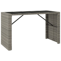 Thumbnail for Bartisch mit Glasplatte Grau 185x80x110 cm Poly Rattan