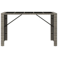 Thumbnail for Bartisch mit Glasplatte Grau 185x80x110 cm Poly Rattan