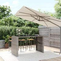 Thumbnail for Bartisch mit Glasplatte Grau 185x80x110 cm Poly Rattan