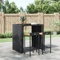 Thumbnail for Barhocker 2 Stk. Schwarz Poly Rattan und Massivholz Akazie
