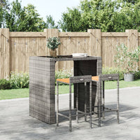 Thumbnail for Barhocker 2 Stk. Grau Poly Rattan und Massivholz Akazie