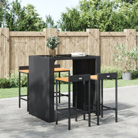 Thumbnail for Barhocker 4 Stk. Schwarz Poly Rattan und Massivholz Akazie
