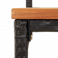 Thumbnail for Barhocker 2 Stk. Schwarz Poly Rattan und Massivholz Akazie