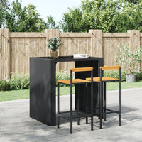 Thumbnail for Barhocker 2 Stk. Schwarz Poly Rattan und Massivholz Akazie