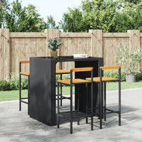 Thumbnail for Barhocker 4 Stk. Schwarz Poly Rattan und Massivholz Akazie