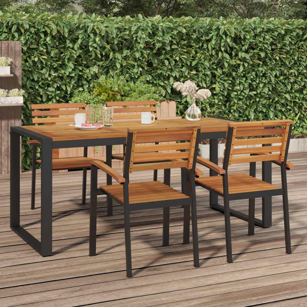 Gartentisch mit Gestell U-Form 180x90x75 cm Akazie Massivholz