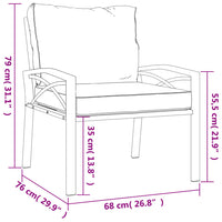 Thumbnail for Gartenstühle mit Grauen Kissen 2 Stk. 68x76x79 cm Stahl