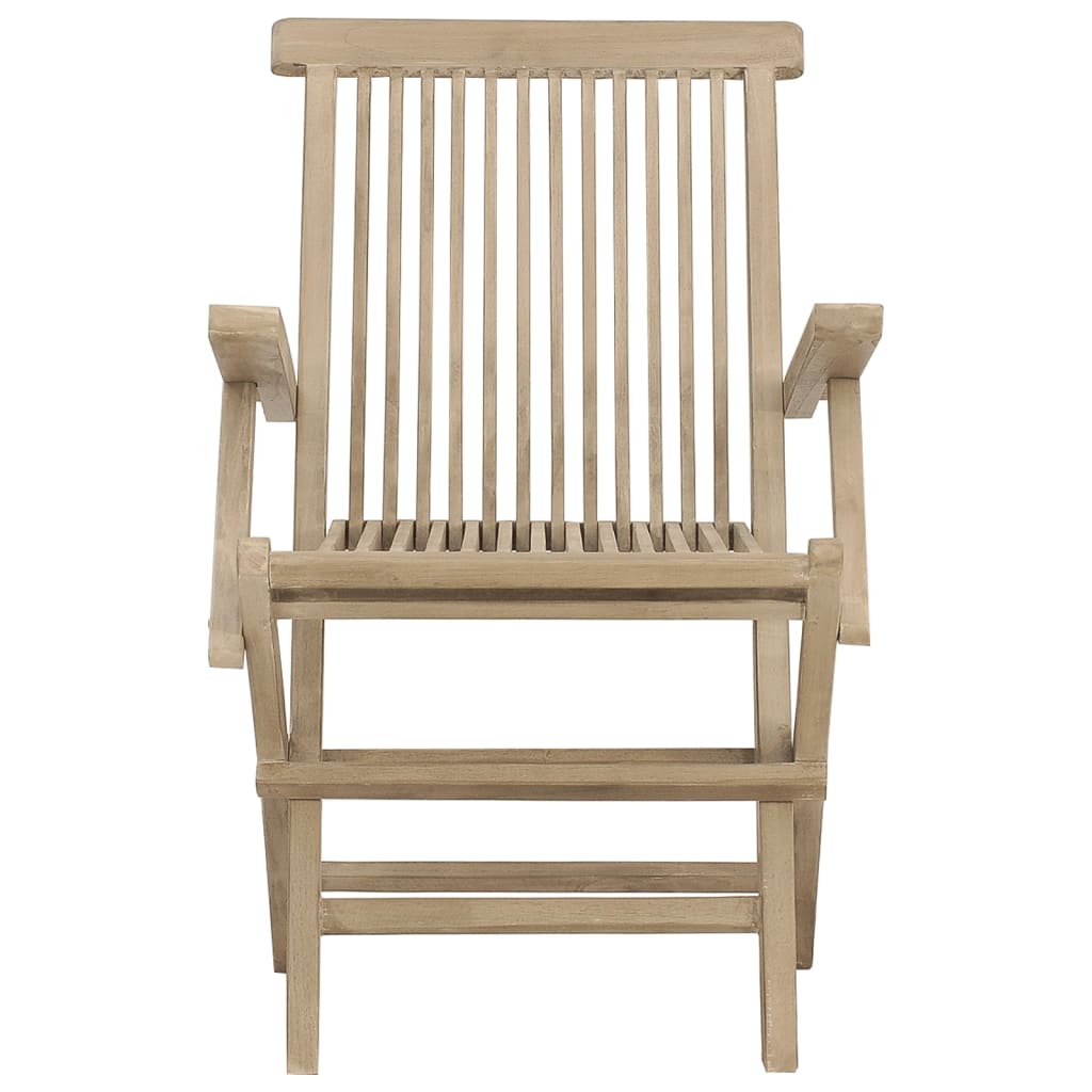 Gartenstühle 2 Stk. Klappbar Grau 56x61x89 cm Massivholz Teak