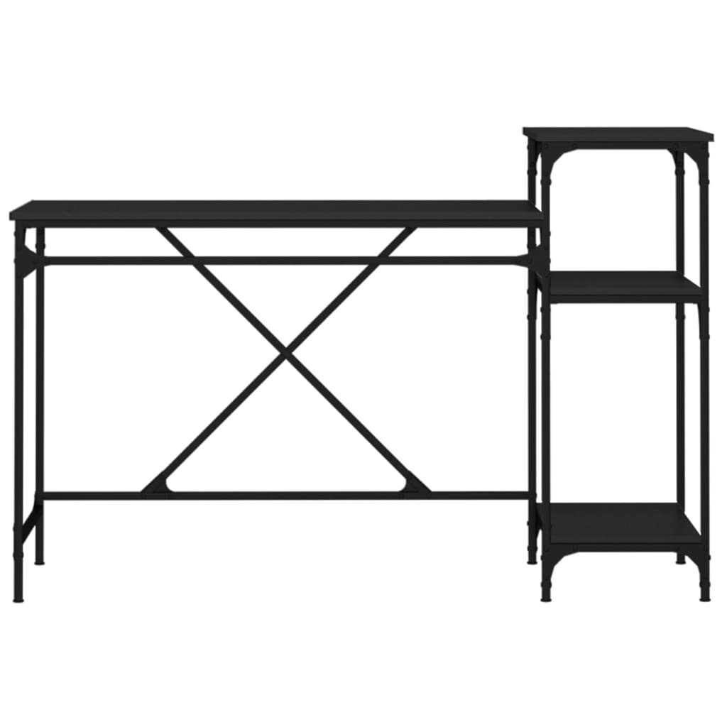 Schreibtisch mit Regal Schwarz 135x50x90 cm Holzwerkstoff Eisen
