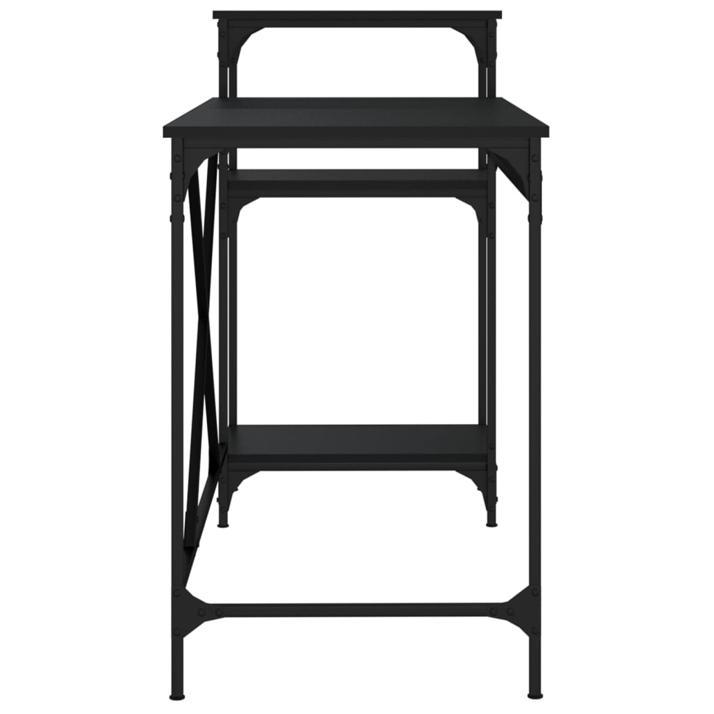 Schreibtisch mit Regal Schwarz 135x50x90 cm Holzwerkstoff Eisen