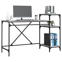 Thumbnail for Schreibtisch mit Regal Grau Sonoma 135x50x90 cm Holzwerkstoff