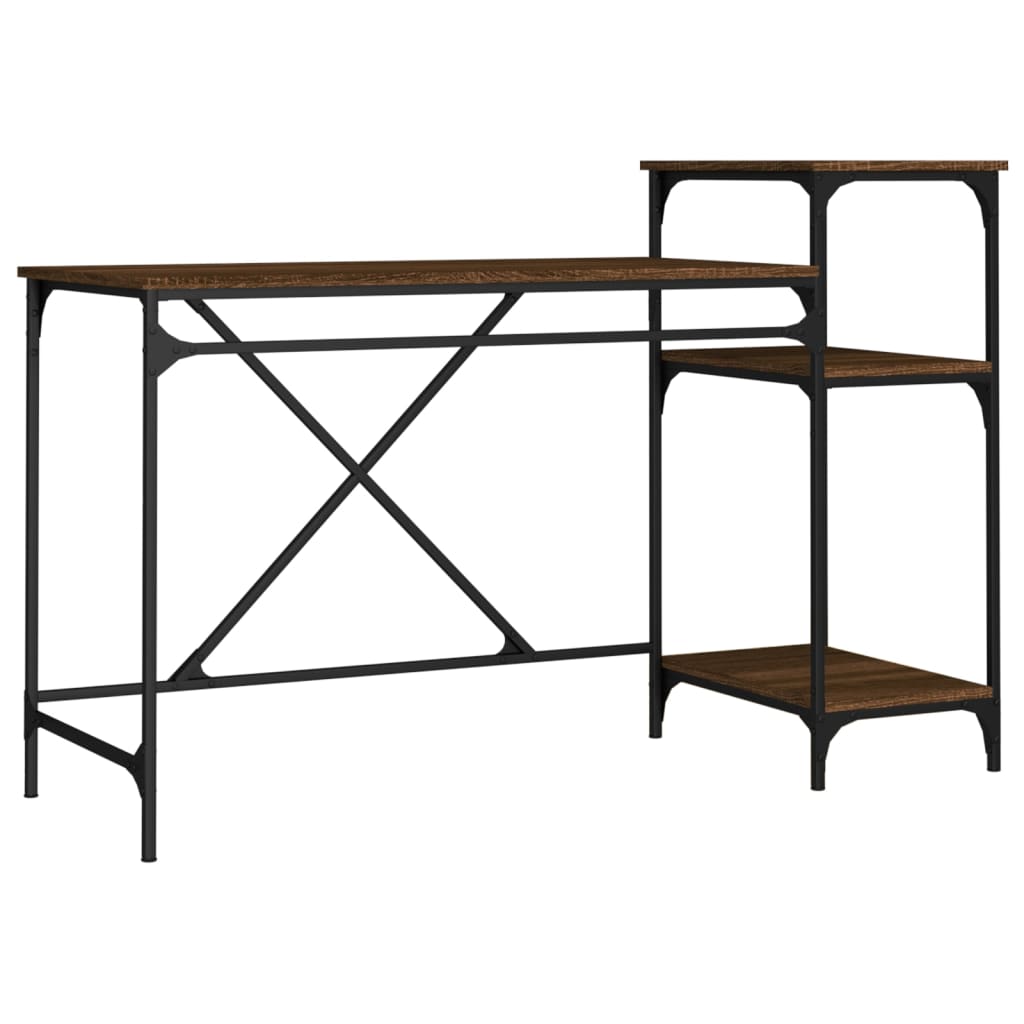Schreibtisch mit Regal Braun Eichen-Optik 135x50x90 cm