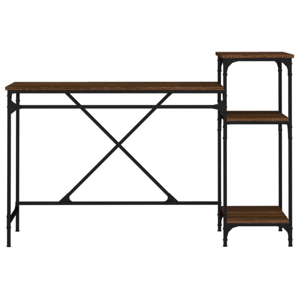 Schreibtisch mit Regal Braun Eichen-Optik 135x50x90 cm