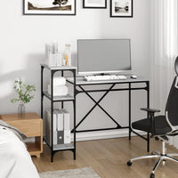 Thumbnail for Schreibtisch mit Regal Grau Sonoma 105x50x90 cm Holzwerkstoff
