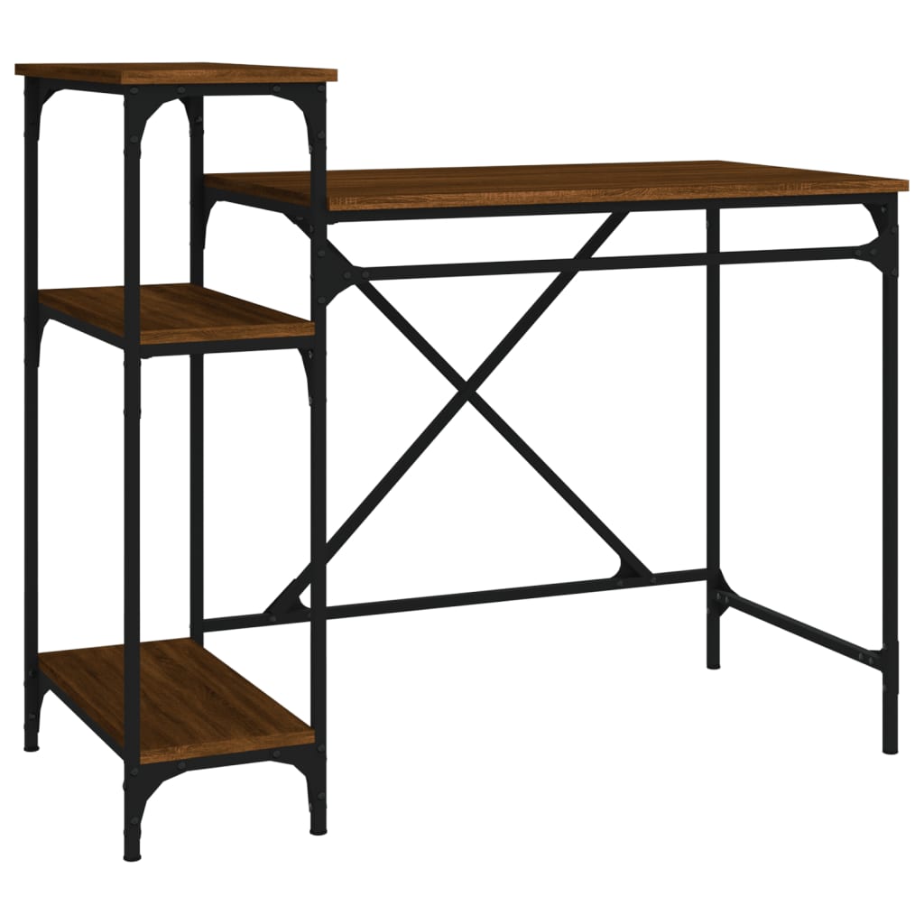 Schreibtisch mit Regal Braun Eichen-Optik 105x50x90 cm