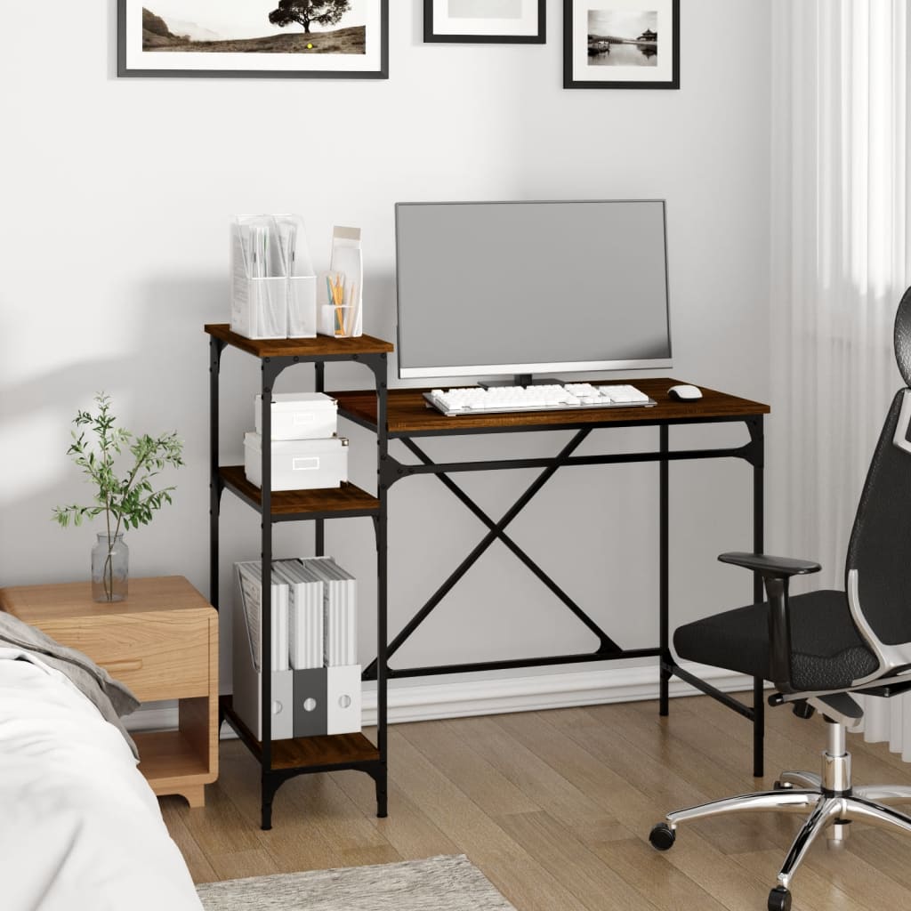 Schreibtisch mit Regal Braun Eichen-Optik 105x50x90 cm