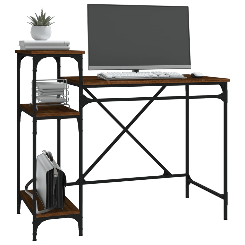 Schreibtisch mit Regal Braun Eichen-Optik 105x50x90 cm