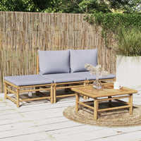 Thumbnail for 4-tlg. Garten-Lounge-Set mit Hellgrauen Kissen Bambus