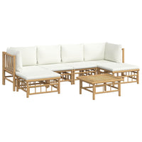 Thumbnail for 7-tlg. Garten-Lounge-Set mit Cremeweißen Kissen Bambus