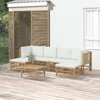 Thumbnail for 7-tlg. Garten-Lounge-Set mit Cremeweißen Kissen Bambus
