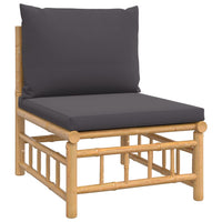 Thumbnail for 5-tlg. Garten-Lounge-Set mit Dunkelgrauen Kissen Bambus