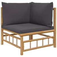 Thumbnail for 6-tlg. Garten-Lounge-Set mit Dunkelgrauen Kissen Bambus