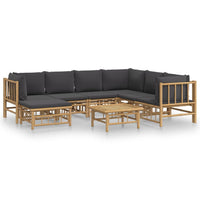 Thumbnail for 8-tlg. Garten-Lounge-Set mit Dunkelgrauen Kissen Bambus