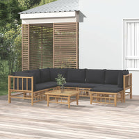 Thumbnail for 8-tlg. Garten-Lounge-Set mit Dunkelgrauen Kissen Bambus