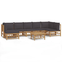 Thumbnail for 8-tlg. Garten-Lounge-Set mit Dunkelgrauen Kissen Bambus