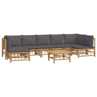 Thumbnail for 8-tlg. Garten-Lounge-Set mit Dunkelgrauen Kissen Bambus
