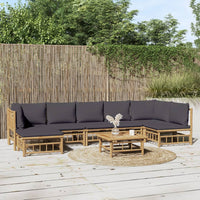 Thumbnail for 8-tlg. Garten-Lounge-Set mit Dunkelgrauen Kissen Bambus