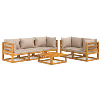 Thumbnail for 6-tlg. Garten-Lounge-Set mit Taupe Kissen Massivholz